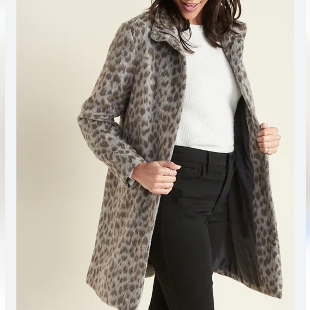 Old Navy Women Peacoat Gray Animal Print Size XS